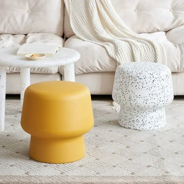 Contemporary Creative Plastic Mushroom Round Low Stool For Bedroom & Living Room Seating - Image 3
