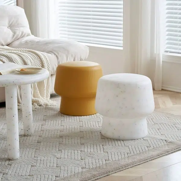 Contemporary Creative Plastic Mushroom Round Low Stool For Bedroom & Living Room Seating - Image 5
