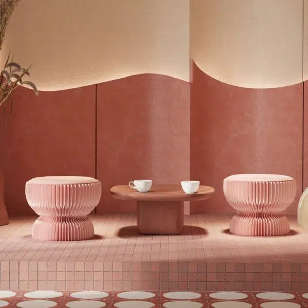 Contemporary Creative Leather & Kraft Paper Lotus-Shaped Foldable Low Stool For Bedroom & Living Room - Image 9