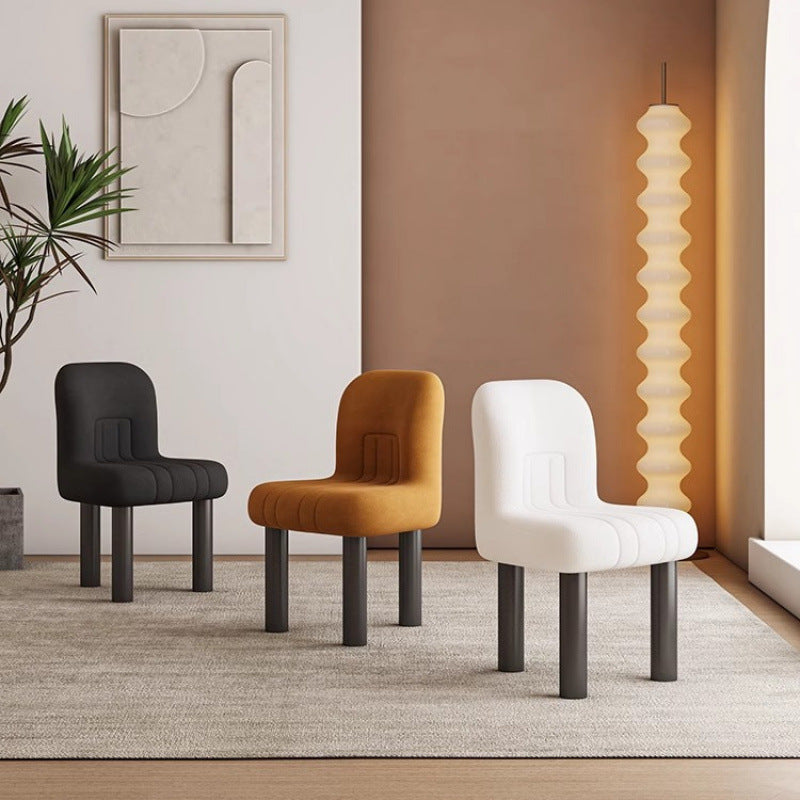 DFM-Chair-BM01664-1.jpg Contemporary Nordic Matte Velvet & Carbon Steel Square Vanity Stool With Anti-Slip Feet For Bedroom, Dining Room, And Living Room - Image 1