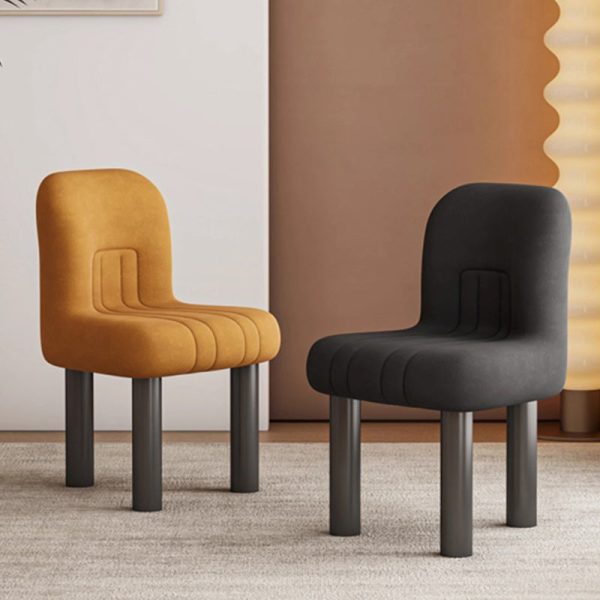 Contemporary Nordic Matte Velvet & Carbon Steel Square Vanity Stool With Anti-Slip Feet For Bedroom, Dining Room, And Living Room - Image 7