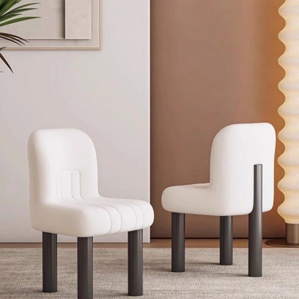 Contemporary Nordic Matte Velvet & Carbon Steel Square Vanity Stool With Anti-Slip Feet For Bedroom, Dining Room, And Living Room - Image 9