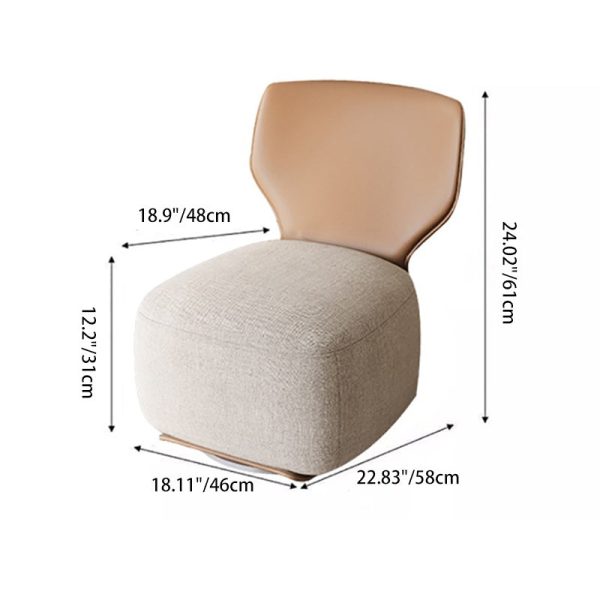 Contemporary Nordic Wood, Cotton Linen & Leather Square Sofa For Bedroom And Living Room - Image 4