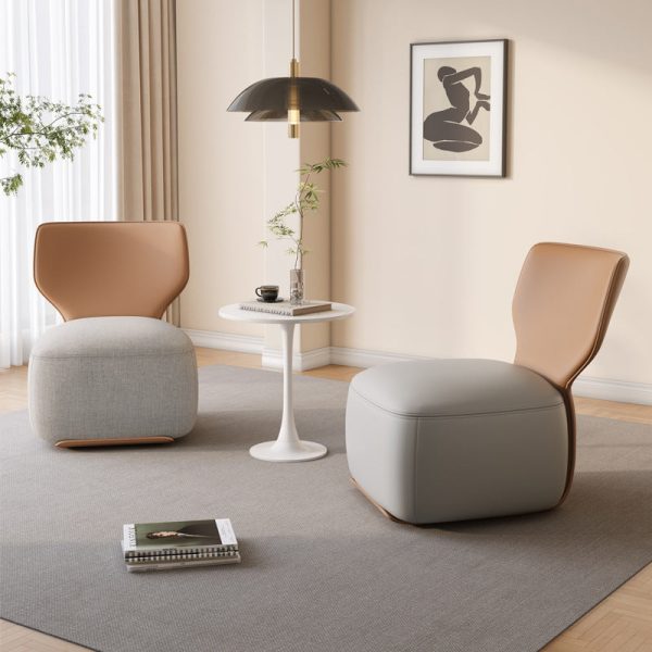 Contemporary Nordic Wood, Cotton Linen & Leather Square Sofa For Bedroom And Living Room - Image 15