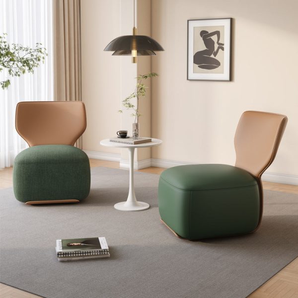 Contemporary Nordic Wood, Cotton Linen & Leather Square Sofa For Bedroom And Living Room - Image 16