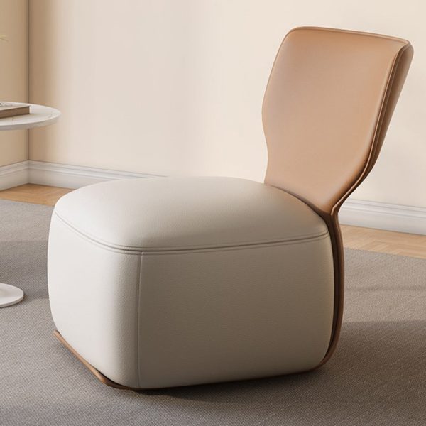 Contemporary Nordic Wood, Cotton Linen & Leather Square Sofa For Bedroom And Living Room - Image 8