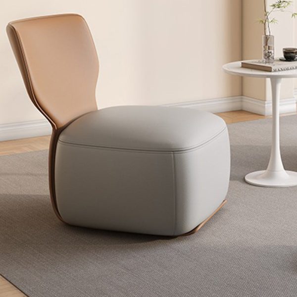 Contemporary Nordic Wood, Cotton Linen & Leather Square Sofa For Bedroom And Living Room - Image 6