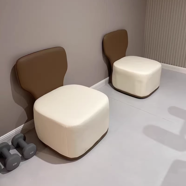 Contemporary Nordic Wood, Cotton Linen & Leather Square Sofa For Bedroom And Living Room - Image 24