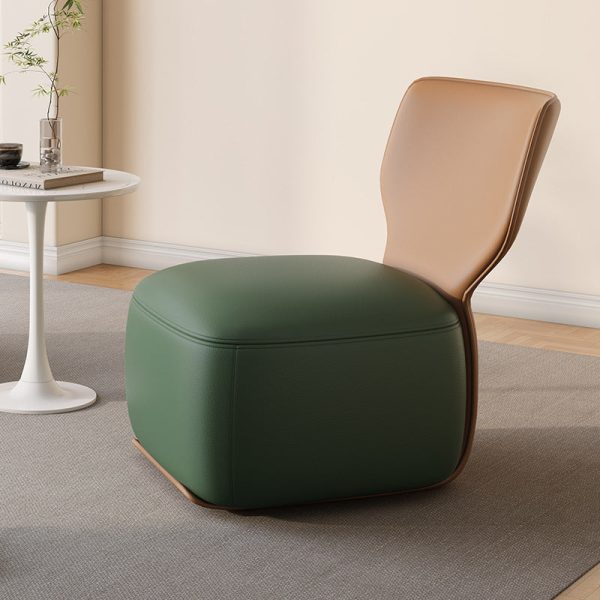 Contemporary Nordic Wood, Cotton Linen & Leather Square Sofa For Bedroom And Living Room - Image 3