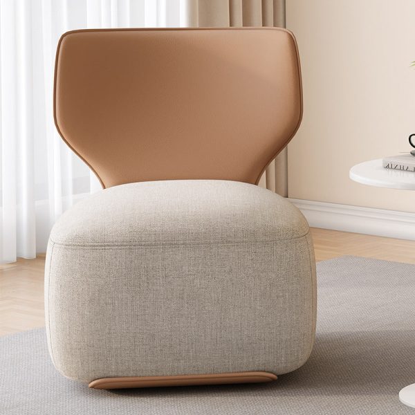 Contemporary Nordic Wood, Cotton Linen & Leather Square Sofa For Bedroom And Living Room - Image 9