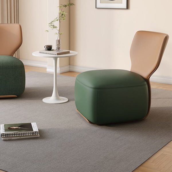 Contemporary Nordic Wood, Cotton Linen & Leather Square Sofa For Bedroom And Living Room - Image 12