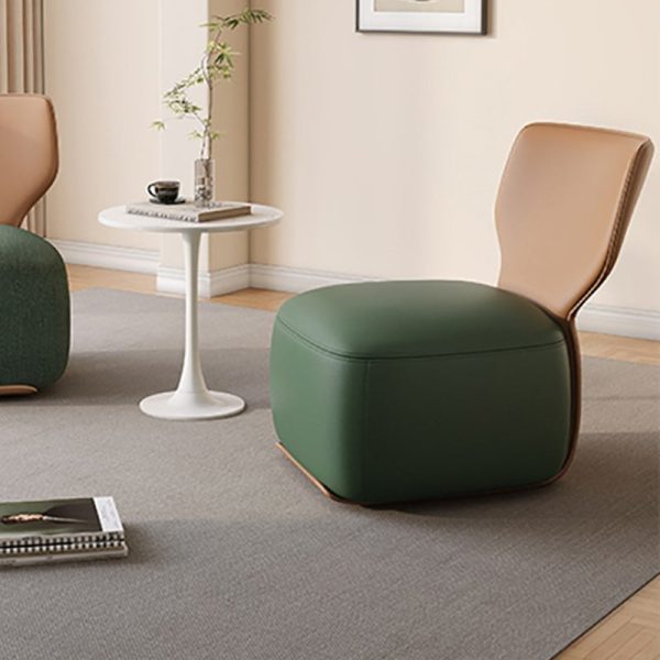 Contemporary Nordic Wood, Cotton Linen & Leather Square Sofa For Bedroom And Living Room - Image 14