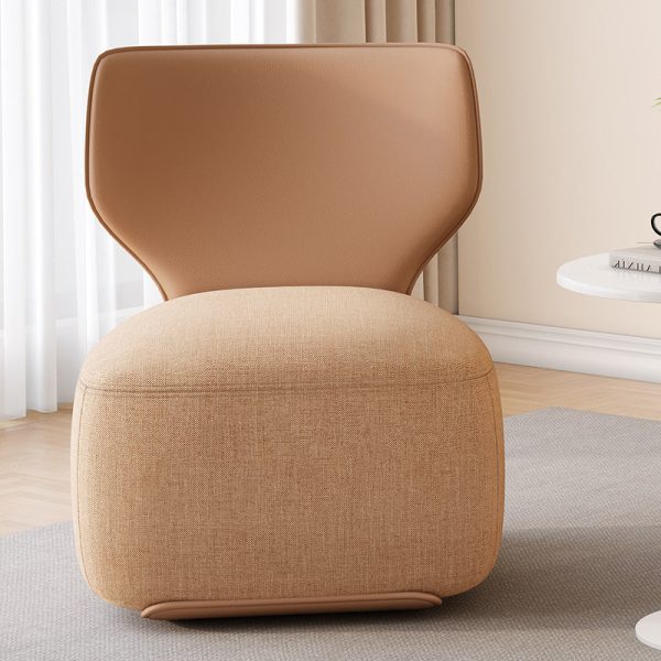 Contemporary Nordic Wood, Cotton Linen & Leather Square Sofa For Bedroom And Living Room - Image 13