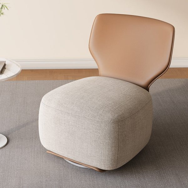 Contemporary Nordic Wood, Cotton Linen & Leather Square Sofa For Bedroom And Living Room - Image 18