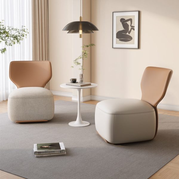 Contemporary Nordic Wood, Cotton Linen & Leather Square Sofa For Bedroom And Living Room - Image 20