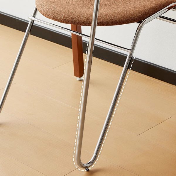 Traditional Vintage Iron Wood & Fabric Curved Dining Chair For Bedroom, Living Room And Dining Room - Image 8