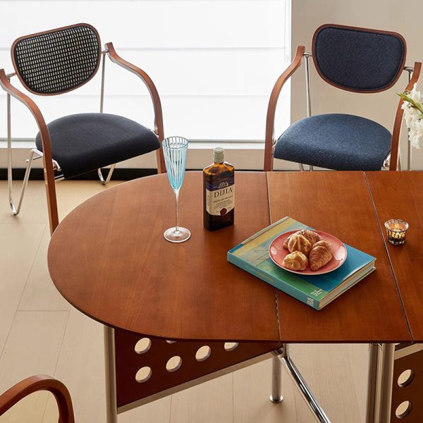 Traditional Vintage Iron Wood & Fabric Curved Dining Chair For Bedroom, Living Room And Dining Room - Image 18