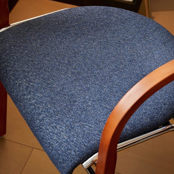 Traditional Vintage Iron Wood & Fabric Curved Dining Chair For Bedroom, Living Room And Dining Room - Image 7