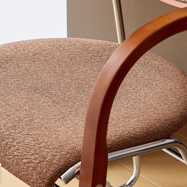 Traditional Vintage Iron Wood & Fabric Curved Dining Chair For Bedroom, Living Room And Dining Room - Image 5