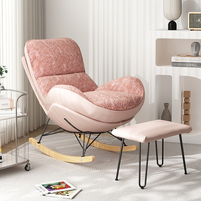 DFM-Chair-BM01695-1-7dbaa3ad-8a6e-4f4c-af3c-286da1539723.jpg Contemporary Nordic Fabric & Carbon Steel Curved Rocking Chair For Bedroom & Living Room - Image 2