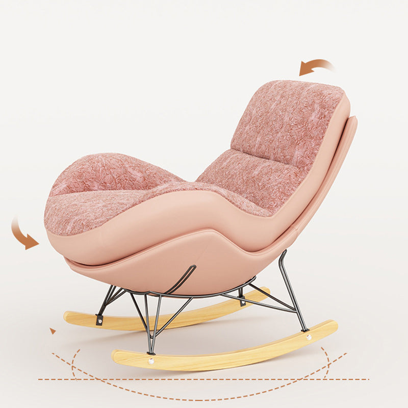 DFM-Chair-BM01695-4.jpg Contemporary Nordic Fabric & Carbon Steel Curved Rocking Chair For Bedroom & Living Room - Image 6