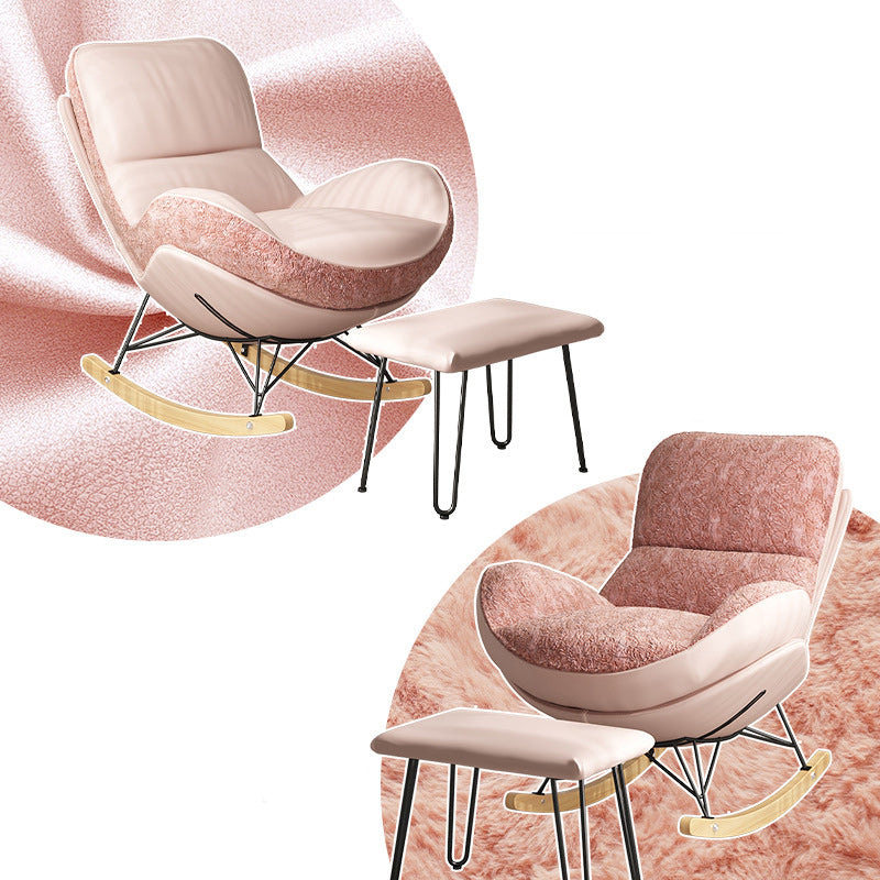 DFM-Chair-BM01695-5.jpg Contemporary Nordic Fabric & Carbon Steel Curved Rocking Chair For Bedroom & Living Room - Image 4