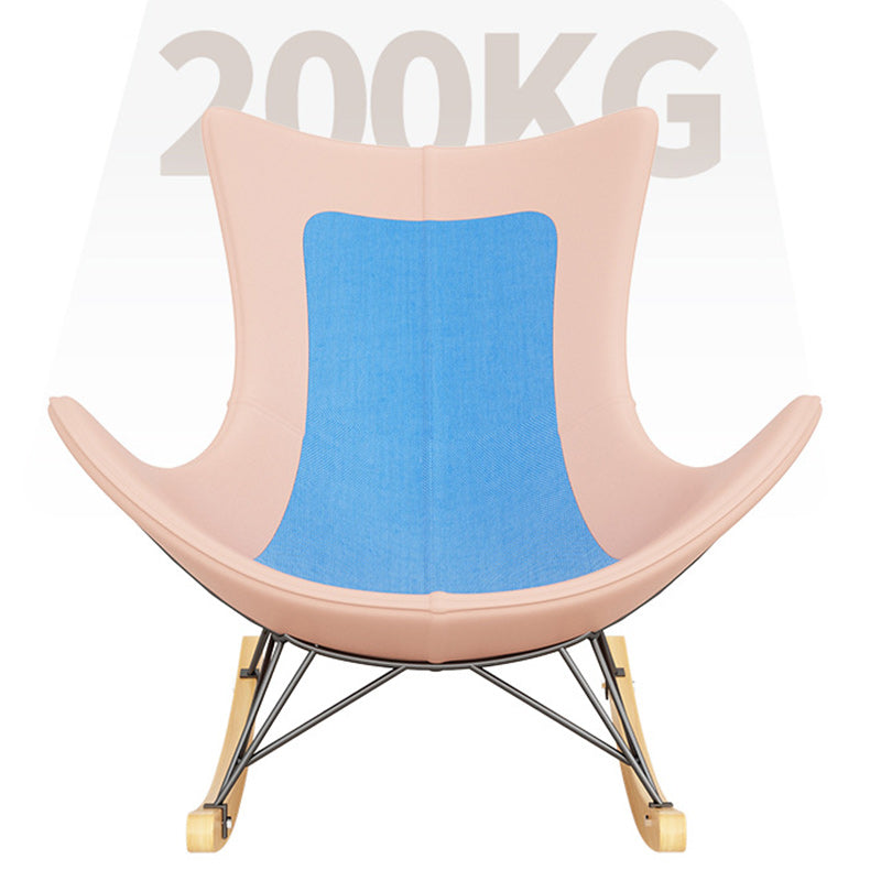 DFM-Chair-BM01695-6.jpg Contemporary Nordic Fabric & Carbon Steel Curved Rocking Chair For Bedroom & Living Room - Image 5