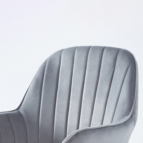 Modern Minimalist Velvet & Metal Square Desk Chair With Swivel & Height Adjustment For Home Office - Image 5