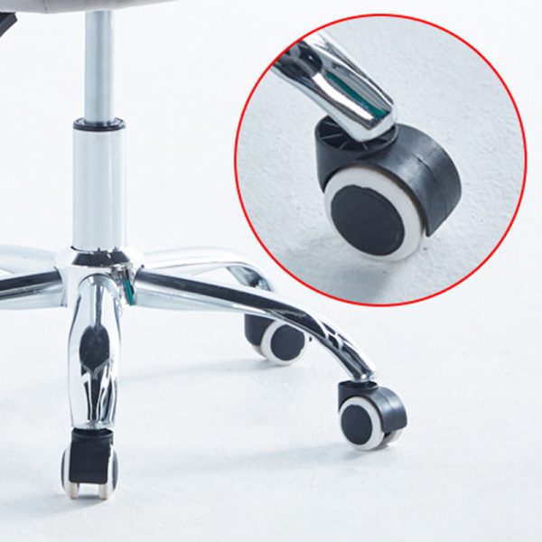 Modern Minimalist Velvet & Metal Square Desk Chair With Swivel & Height Adjustment For Home Office - Image 8