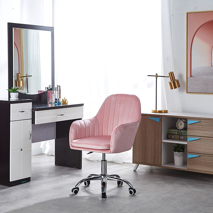 DFM-Chair-BM01704-9-51579ad3-e887-4628-895e-5b06f398615c.jpg Modern Minimalist Velvet & Metal Square Desk Chair With Swivel & Height Adjustment For Home Office - Image 1