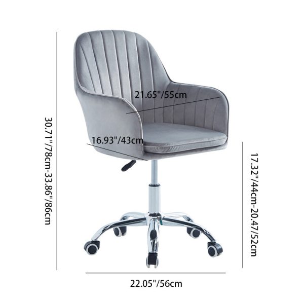 Modern Minimalist Velvet & Metal Square Desk Chair With Swivel & Height Adjustment For Home Office - Image 4