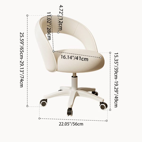 Contemporary Nordic Velvet & Nylon Curved Round Vanity Stool With Swivel & Adjustable Height For Bedroom & Living Room - Image 4