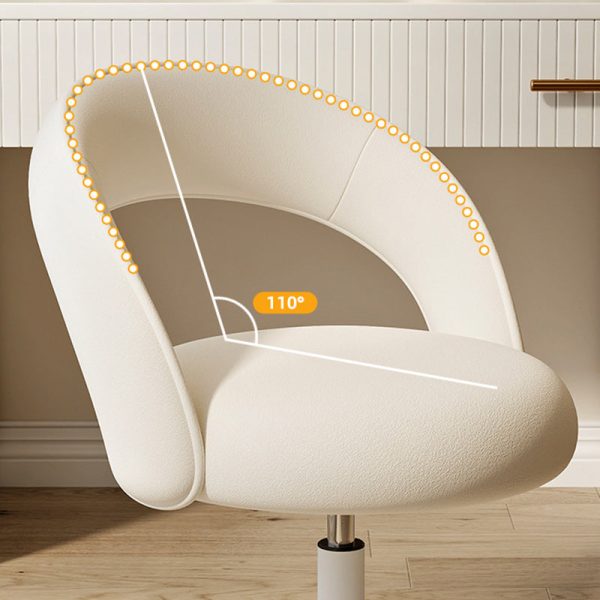 Contemporary Nordic Velvet & Nylon Curved Round Vanity Stool With Swivel & Adjustable Height For Bedroom & Living Room - Image 5