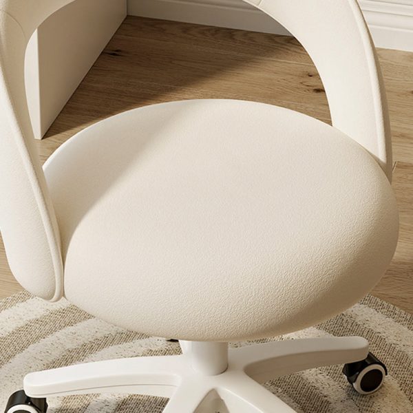 Contemporary Nordic Velvet & Nylon Curved Round Vanity Stool With Swivel & Adjustable Height For Bedroom & Living Room - Image 6