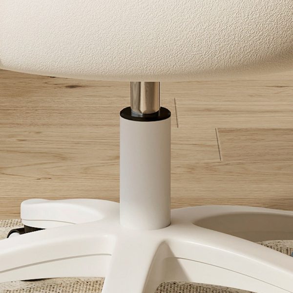 Contemporary Nordic Velvet & Nylon Curved Round Vanity Stool With Swivel & Adjustable Height For Bedroom & Living Room - Image 7