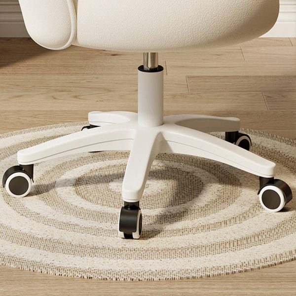 Contemporary Nordic Velvet & Nylon Curved Round Vanity Stool With Swivel & Adjustable Height For Bedroom & Living Room - Image 9