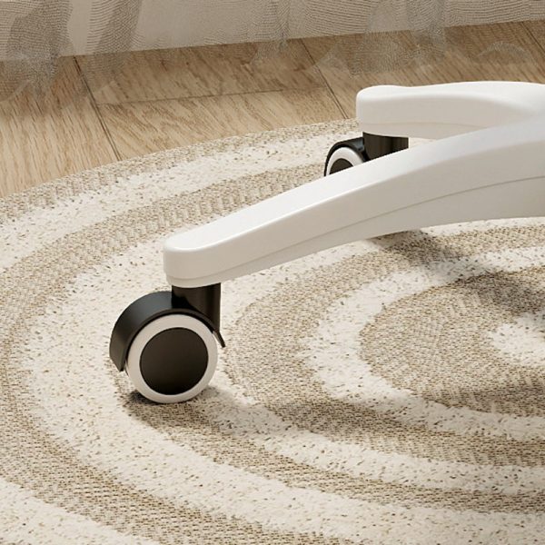 Contemporary Nordic Velvet & Nylon Curved Round Vanity Stool With Swivel & Adjustable Height For Bedroom & Living Room - Image 8