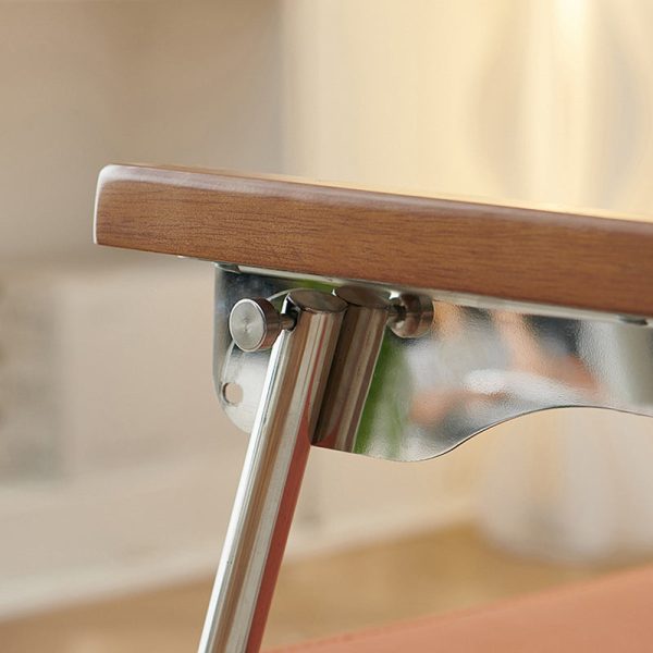 Contemporary Nordic Saddle Leather & Stainless Steel Square Dining Chair With Foldable Design For Bedroom & Living Room - Image 12