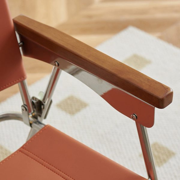 Contemporary Nordic Saddle Leather & Stainless Steel Square Dining Chair With Foldable Design For Bedroom & Living Room - Image 9