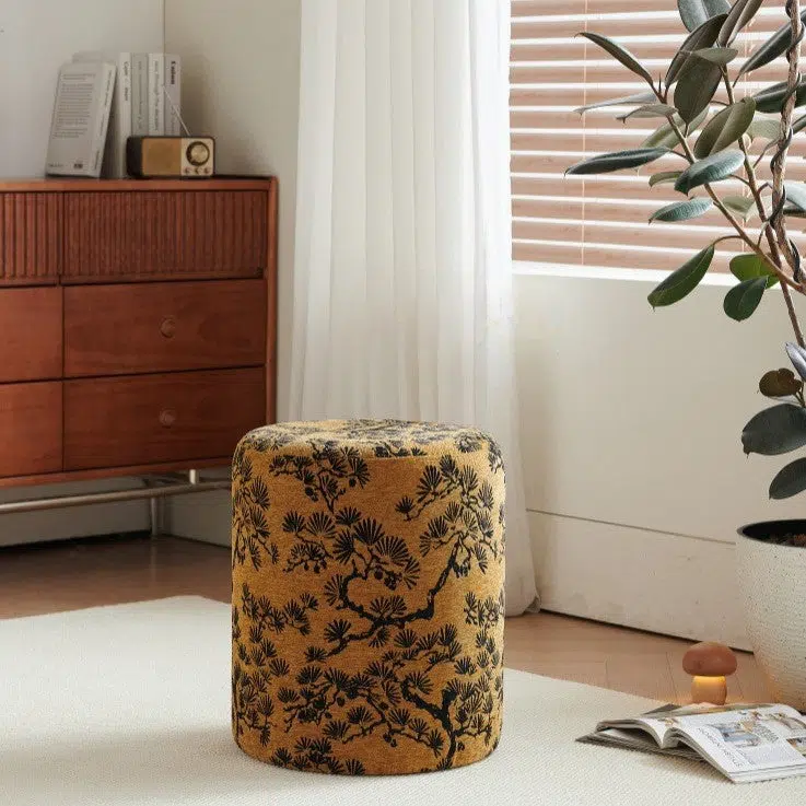 DFM-Chair-BM01731-13.jpg Contemporary Creative Fabric & Wood Cylindrical Low Stool For Bedroom & Living Room - Image 7