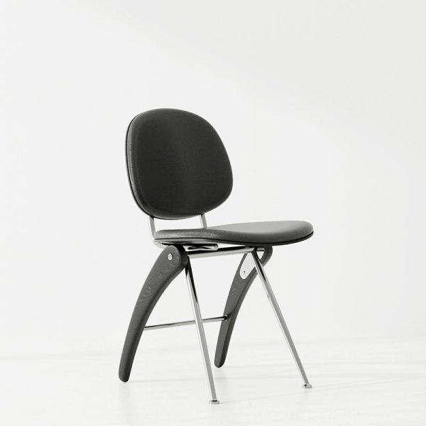 Modern Mid-Century Leather, Wood & Stainless Steel Round Dining Chair For Bedroom, Living Room & Dining Room - Image 5