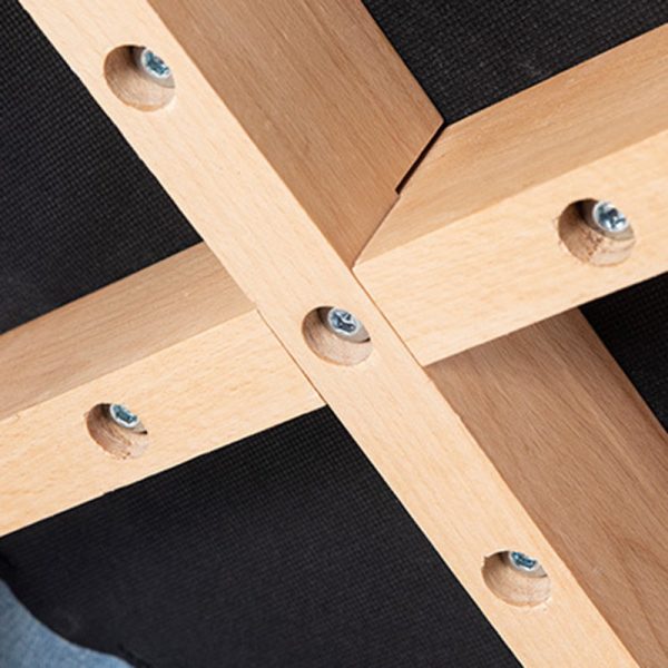 Contemporary Nordic Wood & Cotton Linen Curved Dining Chair For Bedroom, Living Room & Dining Room - Image 5