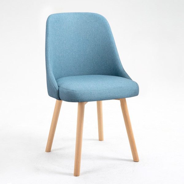 Contemporary Nordic Wood & Cotton Linen Curved Dining Chair For Bedroom, Living Room & Dining Room - Image 12