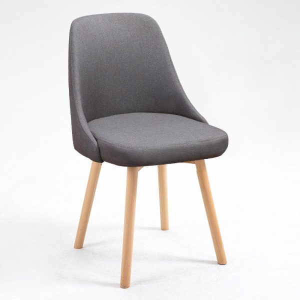 Contemporary Nordic Wood & Cotton Linen Curved Dining Chair For Bedroom, Living Room & Dining Room - Image 13
