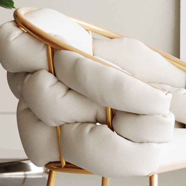 Contemporary Nordic Velvet & Metal Bubble Curved Vanity Stool With Adjustable Feet For Bedroom & Living Room - Image 13