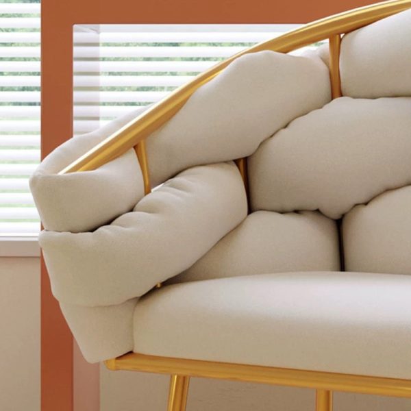 Contemporary Nordic Velvet & Metal Bubble Curved Vanity Stool With Adjustable Feet For Bedroom & Living Room - Image 6