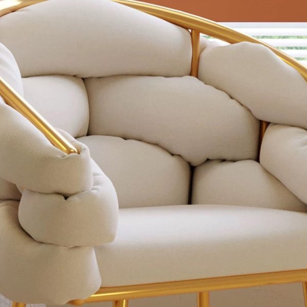 Contemporary Nordic Velvet & Metal Bubble Curved Vanity Stool With Adjustable Feet For Bedroom & Living Room - Image 8