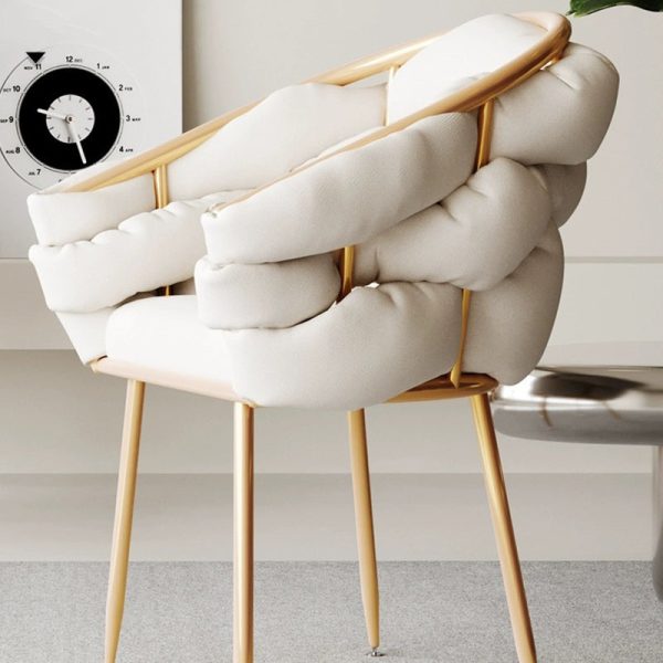 Contemporary Nordic Velvet & Metal Bubble Curved Vanity Stool With Adjustable Feet For Bedroom & Living Room - Image 18