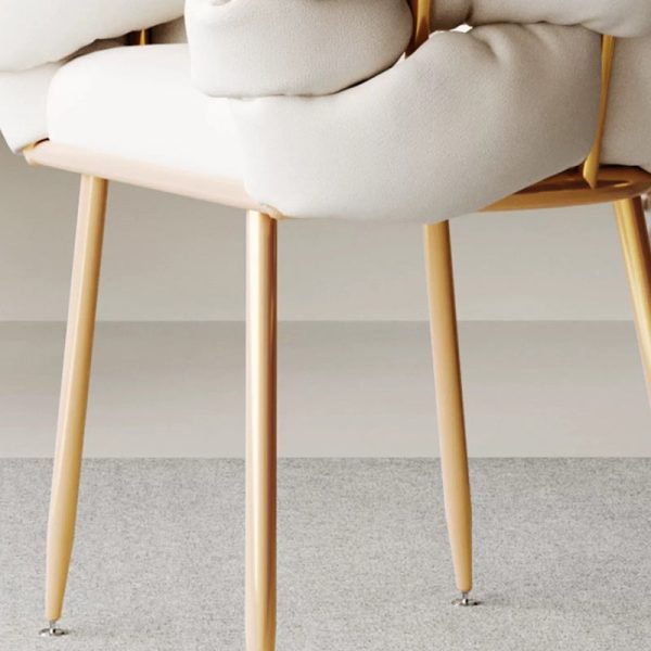 Contemporary Nordic Velvet & Metal Bubble Curved Vanity Stool With Adjustable Feet For Bedroom & Living Room - Image 7