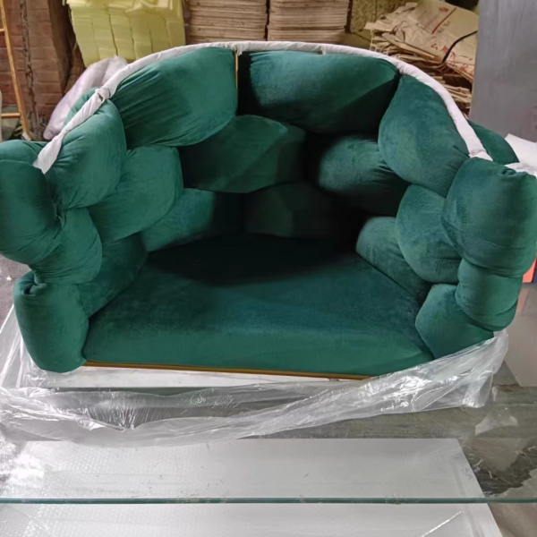 Contemporary Nordic Velvet & Metal Bubble Curved Vanity Stool With Adjustable Feet For Bedroom & Living Room - Image 23